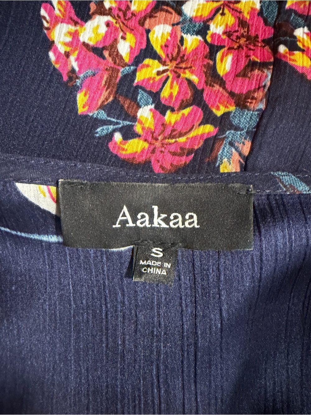 Aakaa Navy Floral High-Low Wrap Dress | Boho Fall Wedding Guest Maxi S - Picture 9 of 11